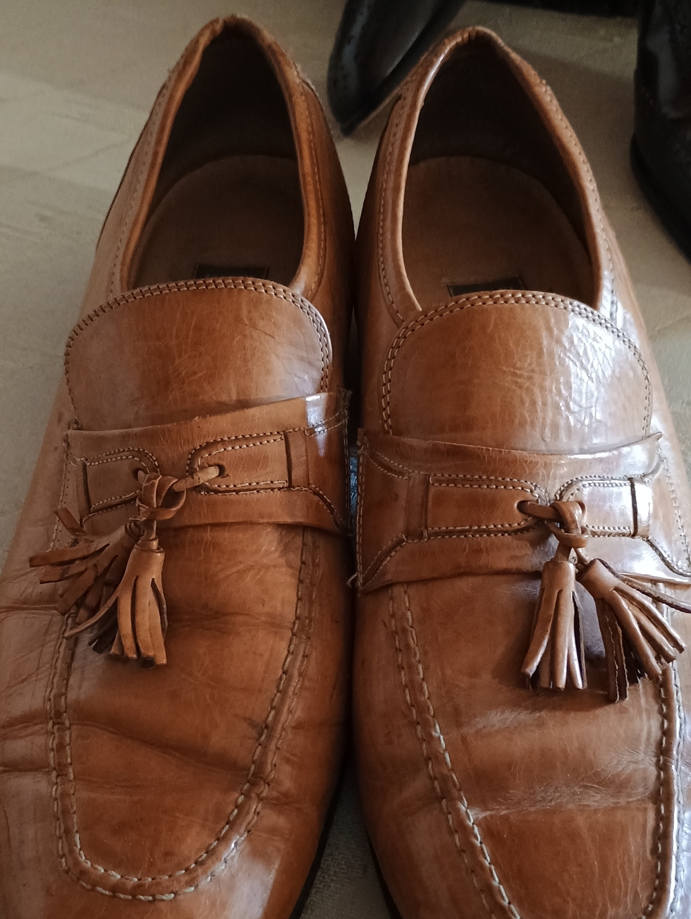 Men's Brown Tassel Loafers - Classic Leather Slip-On (246)